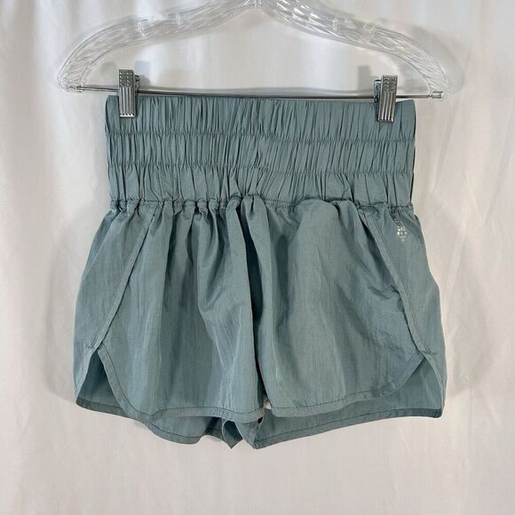 Free People Movement Shorts Women's Medium Green High Rise Rear Pocket - Picture 1 of 7